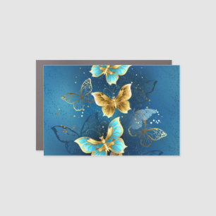 Golden butterflies car magnet
