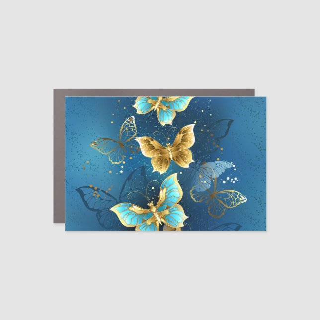 Golden butterflies car magnet (Front)