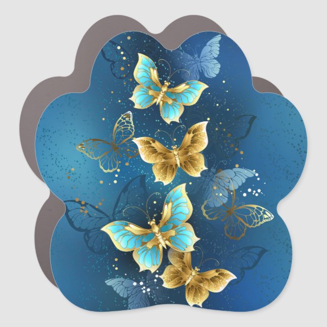 Golden butterflies car magnet (Front)