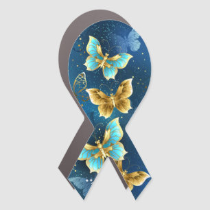 Golden butterflies car magnet