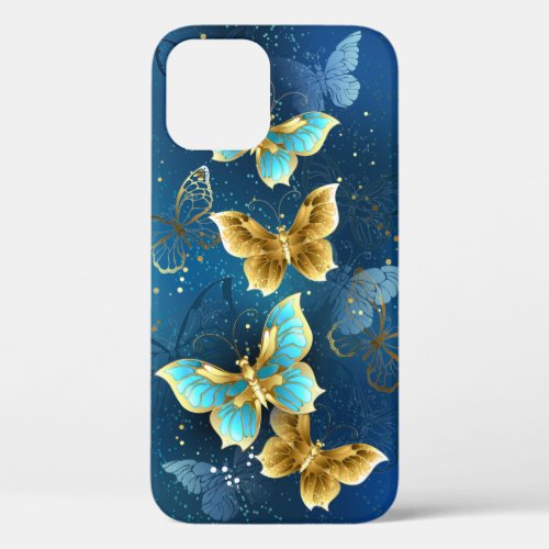 Golden butterflies iPhone 12 pro case