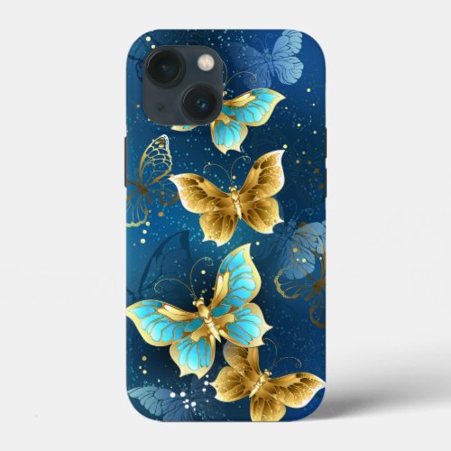 Golden butterflies iPhone 13 mini case