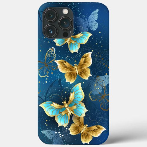 Golden butterflies iPhone 13 pro max case