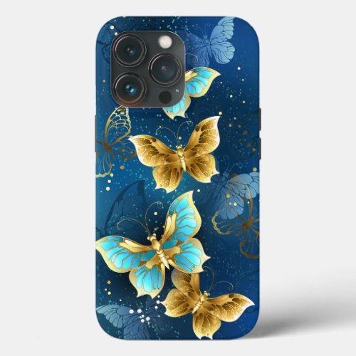 Golden butterflies iPhone 13 pro case