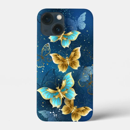 Golden butterflies iPhone 13 mini case