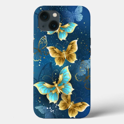 Golden butterflies iPhone 13 case