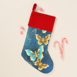 Golden butterflies christmas stocking