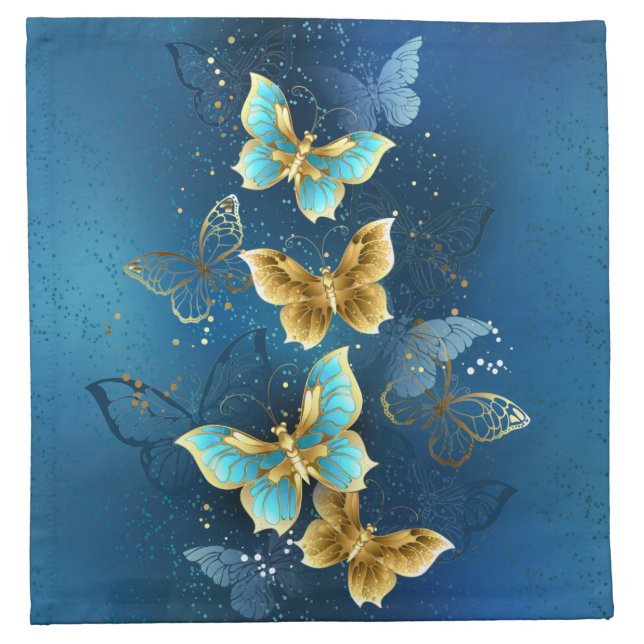 Golden butterflies cloth napkin (Front)