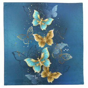Golden butterflies cloth napkin