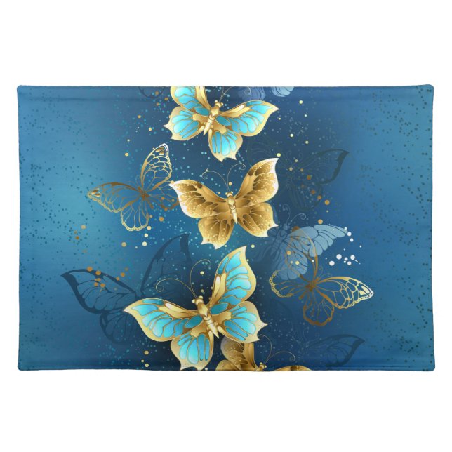 Golden butterflies cloth placemat (Front)
