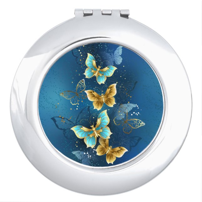 Golden butterflies compact mirror (Front)