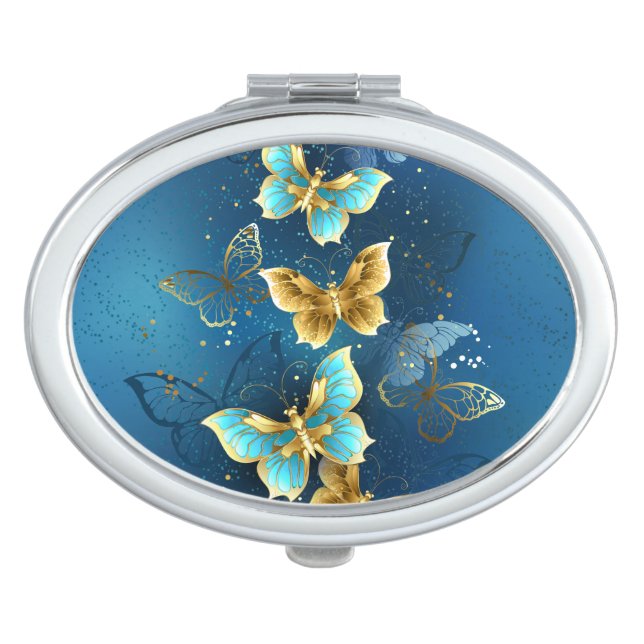 Golden butterflies compact mirror (Front)