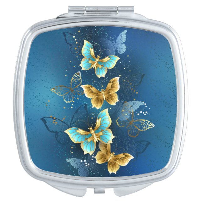 Golden butterflies compact mirror (Front)
