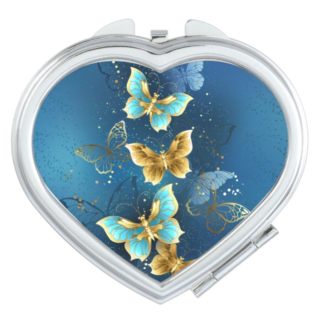 Golden butterflies compact mirror (Front)