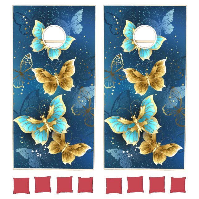 Golden butterflies cornhole set (Set)