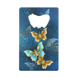 Golden butterflies credit card bottle opener