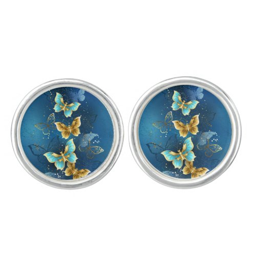 Golden butterflies cufflinks