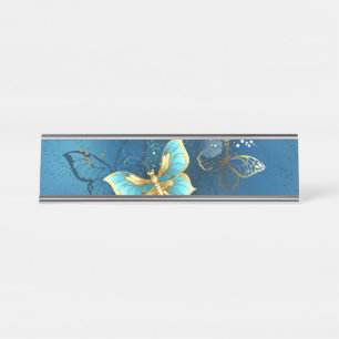 Golden butterflies desk name plate