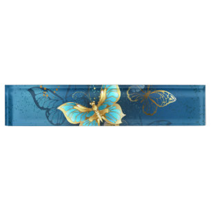 Golden butterflies desk name plate