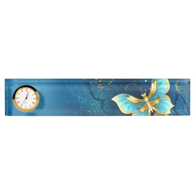 Golden butterflies desk name plate (Front)