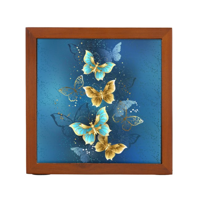 Golden butterflies desk organizer (Front)