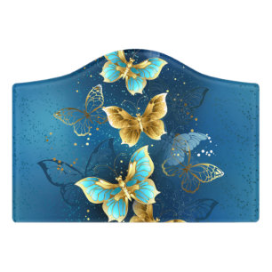 Golden butterflies door sign