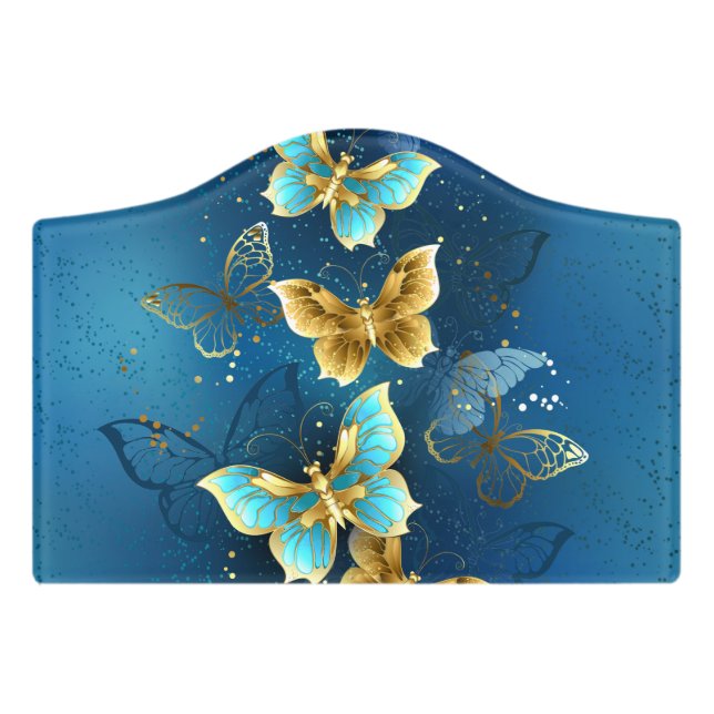 Golden butterflies door sign (Small Crest Front)