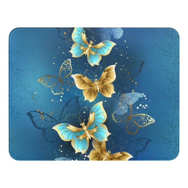 Golden butterflies door sign (Contemporary Front)