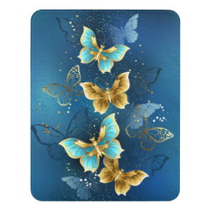Golden butterflies door sign