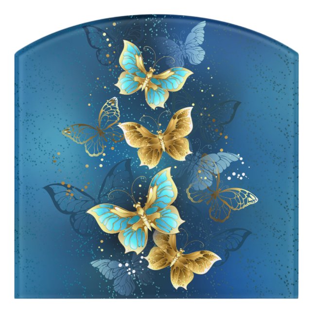 Golden butterflies door sign (Contour Front)