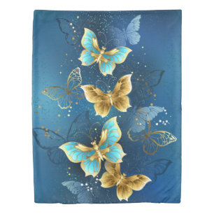 Golden butterflies duvet cover