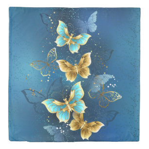 Golden butterflies duvet cover