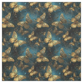 Golden Butterflies Fabric