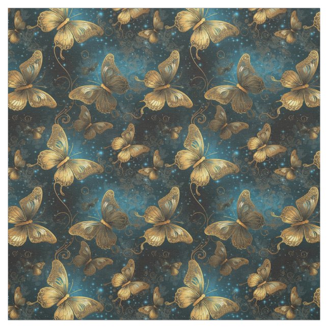 Golden Butterflies Fabric (Swatch)