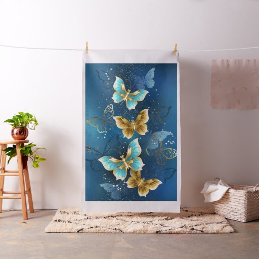 Golden butterflies fabric