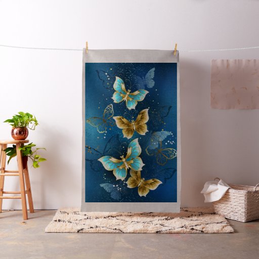 Golden butterflies fabric