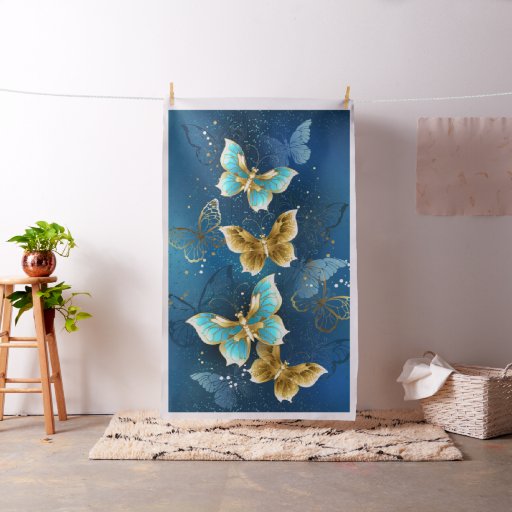 Golden butterflies fabric