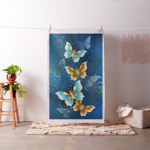 Golden butterflies fabric