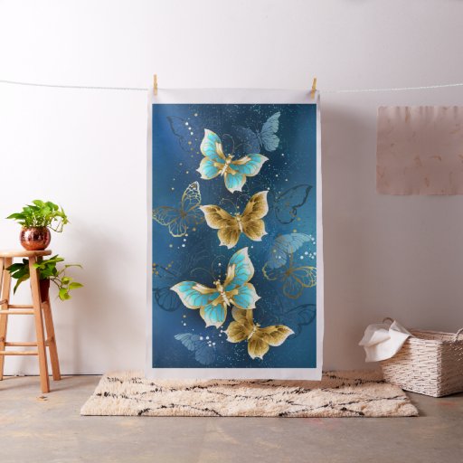 Golden butterflies fabric