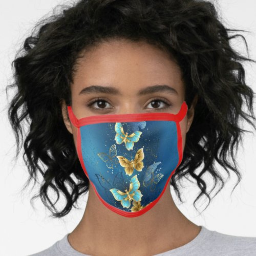 Golden butterflies face mask