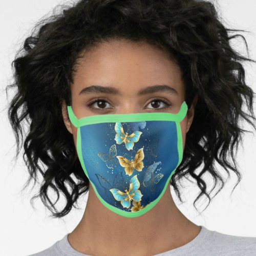 Golden butterflies face mask