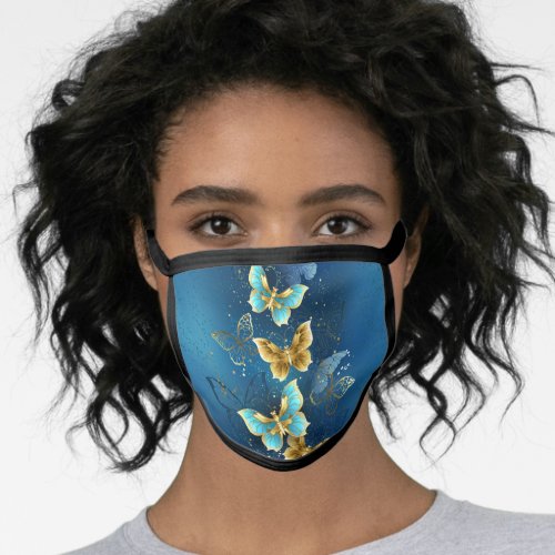 Golden butterflies face mask