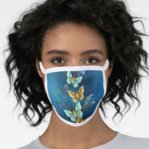 Golden butterflies face mask