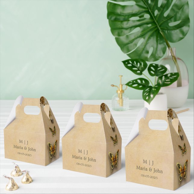 Golden Butterflies  Favor Boxes (Multiple)