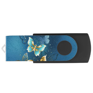 Golden butterflies flash drive