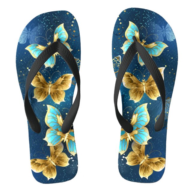 Golden butterflies flip flops (Footbed)