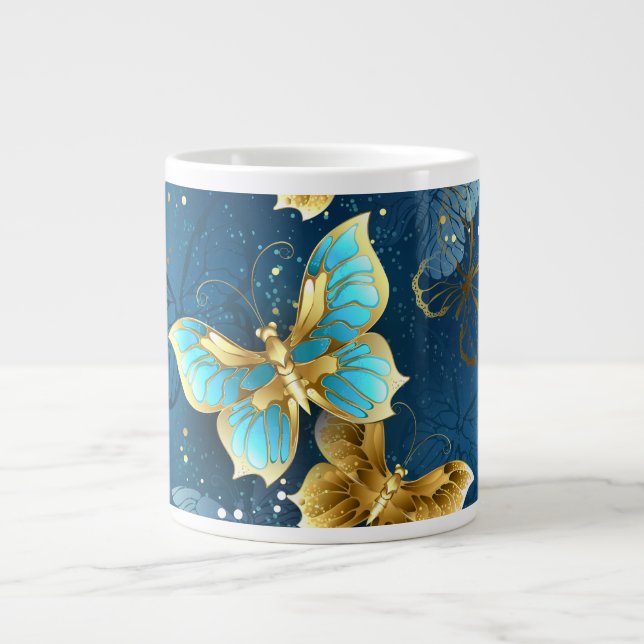Golden butterflies giant coffee mug (Front)