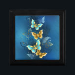 Golden butterflies gift box<br><div class="desc">Composition of flying,  jewelry,  gold and dark butterflies on textured jewelry background. Golden butterfly.</div>