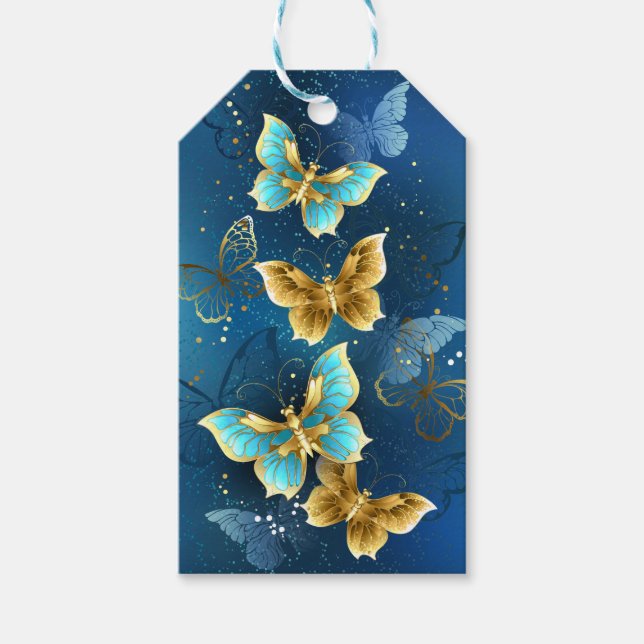 Golden butterflies gift tags (Front)