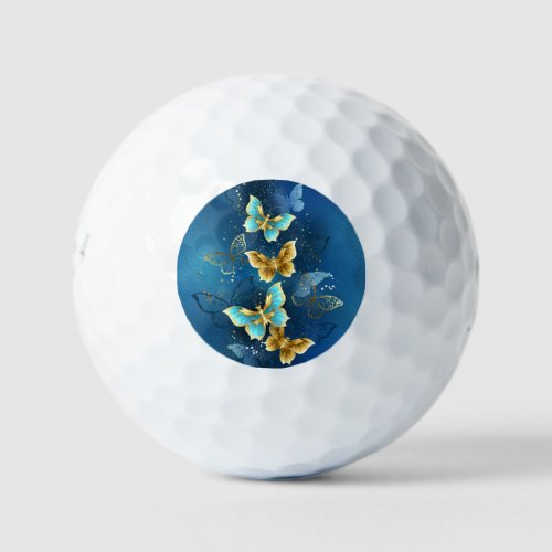 Golden butterflies golf balls